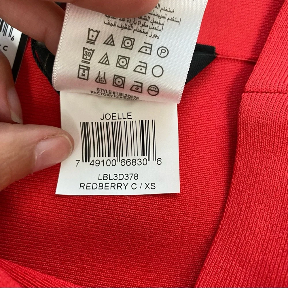 *NWT* BCBGMaxAzria Joelle Holiday NYE Chic Color Block Mini Skirt Redberry Combo